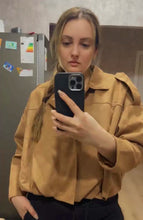 Load image into Gallery viewer, Women Bomber Jackets Suede Texture Coats Fashion Turn-down Collar Long Sleeve Loose Vintage Female Outerwear Chic Top Streetwear
