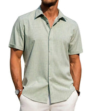 Load image into Gallery viewer, Mens Golf Shirts for Men Summer Beach Loose Shirt Button Down Short Sleeve Blouses Solid Print Casual Linen Shirts Streetwear
