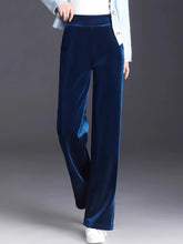 Load image into Gallery viewer, Women's pants with many reviews flared pants ice silk pants wide leg pants, high waisted blue loose straight leg pants 6XL
