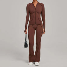 Load image into Gallery viewer, New Gym Yoga Outfit for Women Zipper Long Sleeve Fitness Suit Daily Casual Running Fitness Sportswear Two-Piece Sets Coat+Pants
