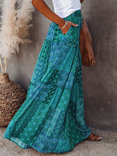 Load image into Gallery viewer, Women's Bohemian Skirts Vintage Elastic High Waist A-Line Skirts Tiered Long Skirts with Pockets
