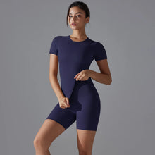 Load image into Gallery viewer, Yoga Set Women Sports Short Sleeve Top With High Waist Leggings Running Jogging Workout Workout Clothes Sports Fitness Gym Sets
