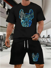 Load image into Gallery viewer, Trendy Suits for Men Men's Summer Shorts Set Gym Outfit Student Short Sleeve Tee 2 Piece Set Tracksuits Men Casual Men Clothing

