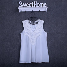 Load image into Gallery viewer, Summer tops for women  Fashion Lace Chiffon blouse V-Neck Loose Casual Chiffon Shirt
