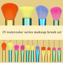 Load image into Gallery viewer, Makeup Brushes 15Pcs Colourful Makeup Brush Set Foundation Contour Blush Concealers Eye Shadow Blending Make Up Brush Kit
