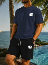 Load image into Gallery viewer, Men's 2-Piece Tracksuit Casual Sportswear Set Short Sleeve T-Shirt + Shorts Quick Dry Breathable Gym Fitness Running Outfit
