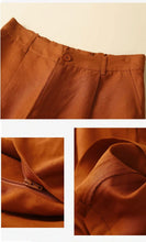 Load image into Gallery viewer, Women's Shorts Cotton Linen High Waisted Short Pants Casual Loose Solid Purple Button Summer Shorts for Women
