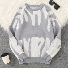 Load image into Gallery viewer, Geometric Knit Contrast Pullover Sweater
