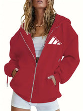 Load image into Gallery viewer, Printed Fleece Zip Hoodie Jacket
