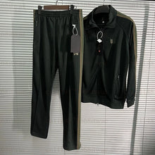 Load image into Gallery viewer, Unisex Embroidery Track Suit Striped Tape Zip‑Up Jacket Pants Set Casual Sportswear Outfit Long Sleeve Athletic Tracksuit Set
