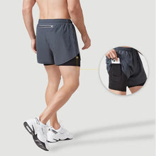Load image into Gallery viewer, Men's Running Shorts Quick-drying Fitness Black Double Layer Shorts Men New Sport Workout Training Bodybuilding Short Pants
