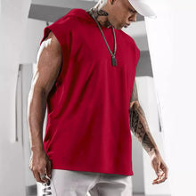 Load image into Gallery viewer, 2026 Men Tank Top  Fitness Training Pullover Leisure Fashion Sleeve Men's Hooded Vest Solid Color Tank Tops For Male
