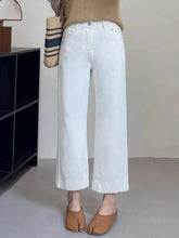 Load image into Gallery viewer, Women High Waist Wide Leg Pants Casual Loose Trousers Summer Solid Color Straight Fit Pocketed Ankle-Length Jeans

