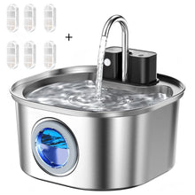 Load image into Gallery viewer, 3L Stainless Steel Wireless Recharging Sensor Cat Water Fountain Auto Drinking Fountain For Cats Dog Drinker Pet Dispenser Bowl
