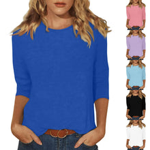 Load image into Gallery viewer, Women Summer Tops Round Neck Three Quarter Sleeve Comfortable Print T Shirt Blouse Women T Shirt muticolor t shirt tops
