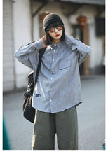 Load image into Gallery viewer, Retro Striped Workwear Shirt Women
