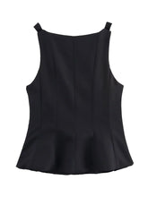 Load image into Gallery viewer, Summer Women Vintage Black Cropped Tops Bow Slim O Neck Sleeveless Off Shoulder Tank Tops Trend Female Casual Chic Vest Top

