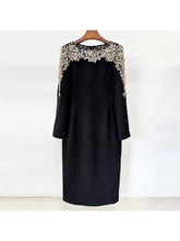 Load image into Gallery viewer, Elegant Beaded Straight Midi Dress
