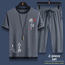 Load image into Gallery viewer, Casual Ice Silk Sports Suit Men's Summer Thin Short Sleeve Shorts Trendy Clothes Handsome Match One Set of Youth Clothing
