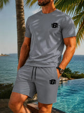 Load image into Gallery viewer, Men's 2-Piece Tracksuit Casual Sportswear Set Short Sleeve T-Shirt + Shorts Quick Dry Breathable Gym Fitness Running Outfit
