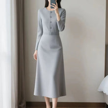 Load image into Gallery viewer, Elegant O-Neck A-Line Midi Dress

