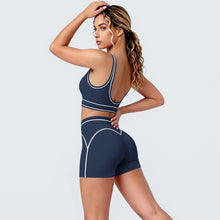 Load image into Gallery viewer, New Woman Yoga Set Color Blocking Sexy Sport Bra Yoga Underwear with Chest Pad High Waist Stripe Running Fitness Shorts Yoga Set
