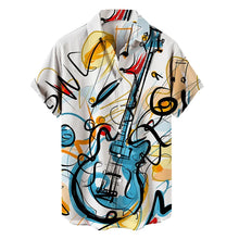 Load image into Gallery viewer, Shirts For Men Music Guitar Print Rock Hip Hop Tops Male Clothing Short Sleeve V-Neck Beach Ahloa Shirts Camisa Social Masculina
