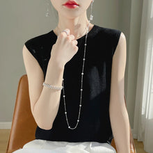 Load image into Gallery viewer, Women Tops Knitted Tank Tops O-neck Sleeveless Bottoming Shirts Spring Summer Tank Top Solid Soft Korean Fashion Lady Knit Top
