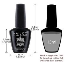 Load image into Gallery viewer, NAILCO 15ml Top Coat Base Coat Gel Nail Primer Gel Remover Nail Art Semi Permanent Lacquer Varnish Hybrid Nail Supplies
