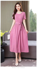 Load image into Gallery viewer, New Fashion Summer Dresses For Women 2025 Elegant Casual Short Sleeve Midi Dress Soild Colour Women Clothing
