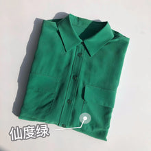 Load image into Gallery viewer, Women Real Silk Shirts Classic Double Pockets Solid Color Casual Fashion Long Sleeve Thin Shirt Blouses Tees
