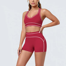 Load image into Gallery viewer, New Woman Yoga Set Color Blocking Sexy Sport Bra Yoga Underwear with Chest Pad High Waist Stripe Running Fitness Shorts Yoga Set
