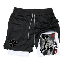 Load image into Gallery viewer, Summer New Black Five-leaf Clover Printed Men's and Women's Shorts Double-layer Loose Sports and Casual Pants for Beach Fitness
