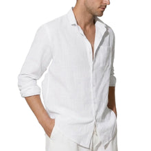 Load image into Gallery viewer, Men's Long Sleeve Cotton Shirts Luxury Linen T Shirts Breathable Elegant TShirts Men's Shirts for Men Hawaiian Tshirt Lapel Tee
