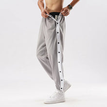 Load image into Gallery viewer, Men Jogger Pants Contrast Color Sides Buttons Stretch Workout Long Trousers Casual Sports Sweatpants Streetwear
