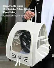 Load image into Gallery viewer, Breathable Oxford Pet Cat Carrier Backpack for Small Dogs, Portable Transparent Travel Outdoor Bag with Side Mesh Pockets, Airy
