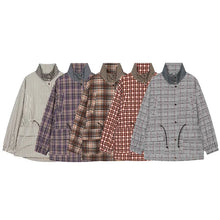 Load image into Gallery viewer, Women's Coat 2026 New Autumn Gray Plaid Long Sleeve Loose Drawstring Decorative Coat Casual Fashion Personal Ladies Outerwear
