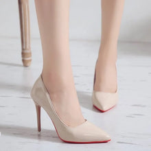 Load image into Gallery viewer, White Pointed Toe High Heels Sexy Red Sole Party Prom Girl Pumps Minimalist Shallow Mouth Work Single Shoes
