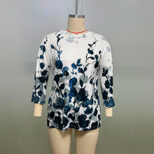 Load image into Gallery viewer, Women Summer Tops Round Neck Three Quarter Sleeve Comfortable Print T Shirt Blouse Women T Shirt muticolor t shirt tops
