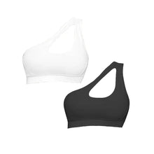 Load image into Gallery viewer, Women Sports Bra Push Up Fitness Bras One Shoulder Shockproof Yoga Bra Black White Yoga Running Bra Sexy Vest
