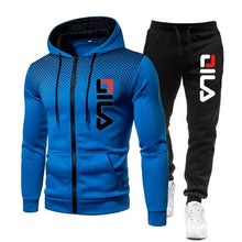 Load image into Gallery viewer, Mens Tracksuits+Sweatpants Two Pieces Suits 2025 Winter Print Zipper Hooded Sweatshirt Casual Fitness Jogging Sports Pants Sets
