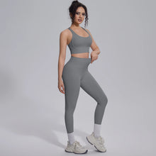 Load image into Gallery viewer, New Yoga Set for Woman Summer Gym Sports Running Bra Top Breathable Peach Buttocks Women Leggings Solid Color Yoga Set
