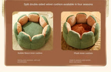Load image into Gallery viewer, Petal Shaped Pet Bed, Plush Round Dog &amp; Cat Cushion Mat with Knitted Texture, Ultra Soft Warm Nest for Kittens Puppies in Winter
