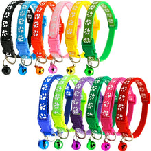 Load image into Gallery viewer, Pet Collar With Bell Cartoon Footprint Colorful Dog Puppy Cat Accessories Kitten Collar Adjustable Safety Bell Ring Necklace Pet
