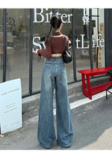 Load image into Gallery viewer, High Waisted Wide Leg Jeans Women Cotton Retro Denim Y2k Loose Fashion Design Sense Pant Streetwear Baggy Straight Trouser Woman
