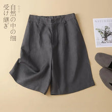 Load image into Gallery viewer, Women's Shorts Cotton Linen High Waisted Short Pants Casual Loose Solid Purple Button Summer Shorts for Women
