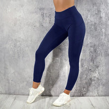 Load image into Gallery viewer, Yoga Fitness Women Leggings High Waist Tights with Pocket Gym Workout Running Stretchy Sexy Butt Liftting Casual Skinny Pants
