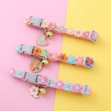 Load image into Gallery viewer, Pet Collar With Bell Cartoon Footprint Colorful Dog Puppy Kitten Collar Adjustable Safety Bell Ring Necklace Pet Accessories
