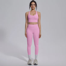 Load image into Gallery viewer, New Yoga Set for Woman Summer Gym Sports Running Bra Top Breathable Peach Buttocks Women Leggings Solid Color Yoga Set
