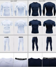 Load image into Gallery viewer, Gym Fitness T Shirt Men's Short Sleeve Summer Boxing Jersey Legging Men Rashguard Compression Pants Quick Dry Tight T-Shirts Men
